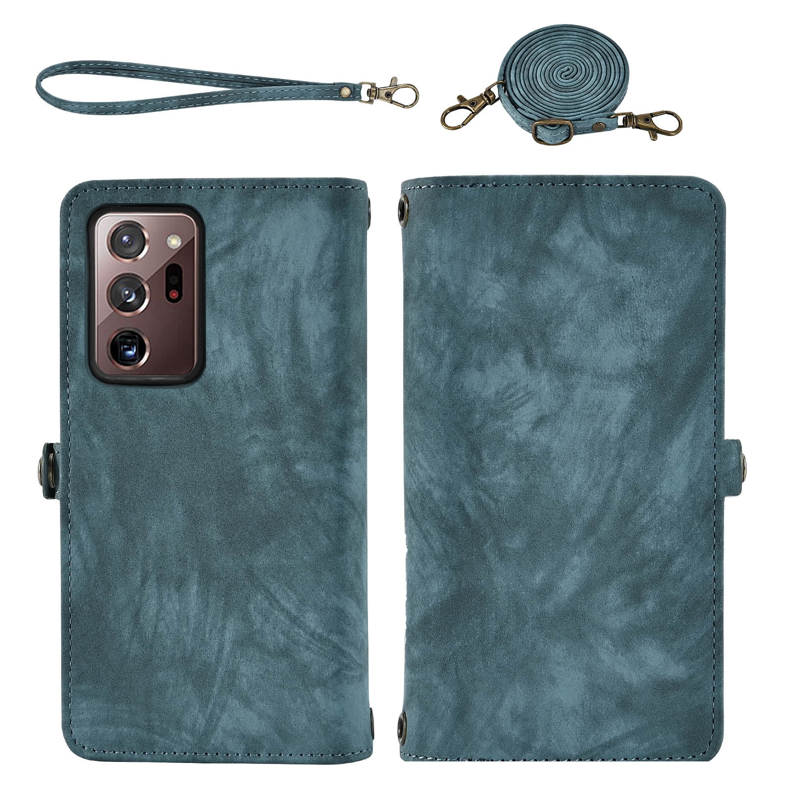 Asuwish Compatible with Samsung Galaxy Note 20 Ultra 5G Phone Case Zipper Wallet Screen Protector Strap Flip Card Holder Cell Cover for Note20 Plus Notes 20Ultra Note20+ U + 20+ Twenty Not S20 Blue