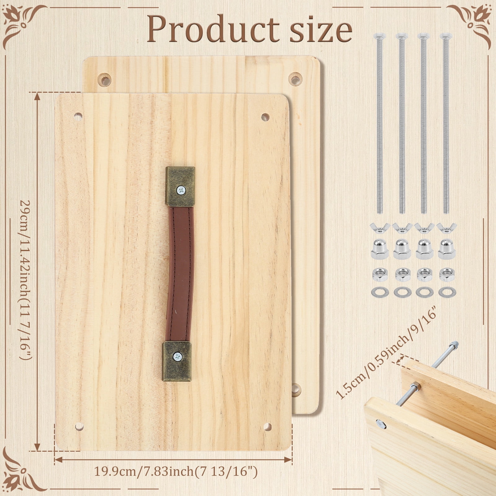 Atopoler Bookbinding Press Flower Press,Portable Quick and Easy Tool with Leather Handle for Beginners and Hobbyists,11.42 x 7.83 inches
