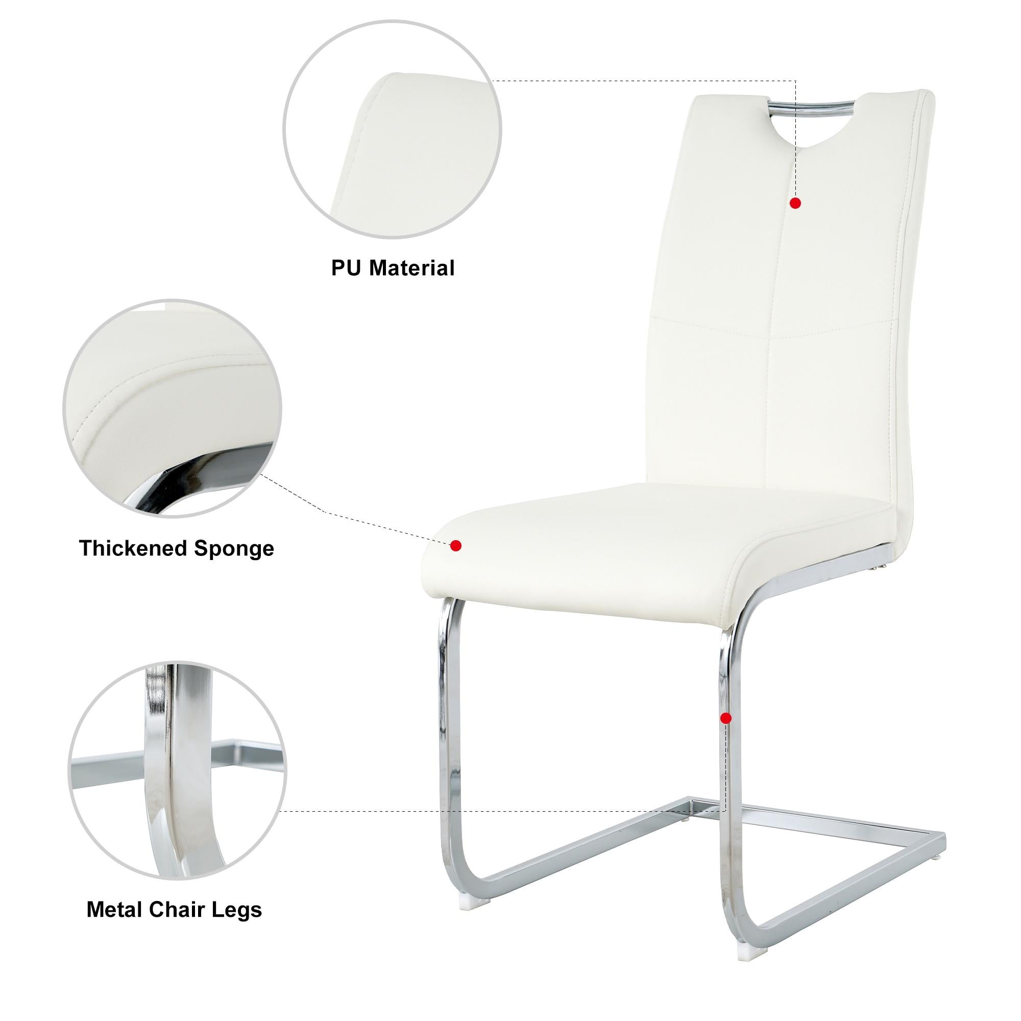 Sumdeal Modern Dining Chairs Set of 4,Modern Dining Chairs with C-Shape Metal frame leg with High Density Sponge Leather,Dining Chairs for Dining Room,Kitchen,Living Room