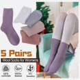 thumbnail image 2 of 5Pairs Wool Hiking Socks for Women Warm Winter Thick Thermal Cozy Boot Work Soft Ladies Socks, 2 of 5