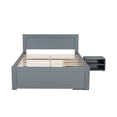 thumbnail image 6 of Full Bed with Storage Drawer, Solid Wood Platform Bed with 2-in-1 Convertible Night Stand-2 Shelves, No Box Spring Needed, Easy Assembly, Gray, 6 of 8