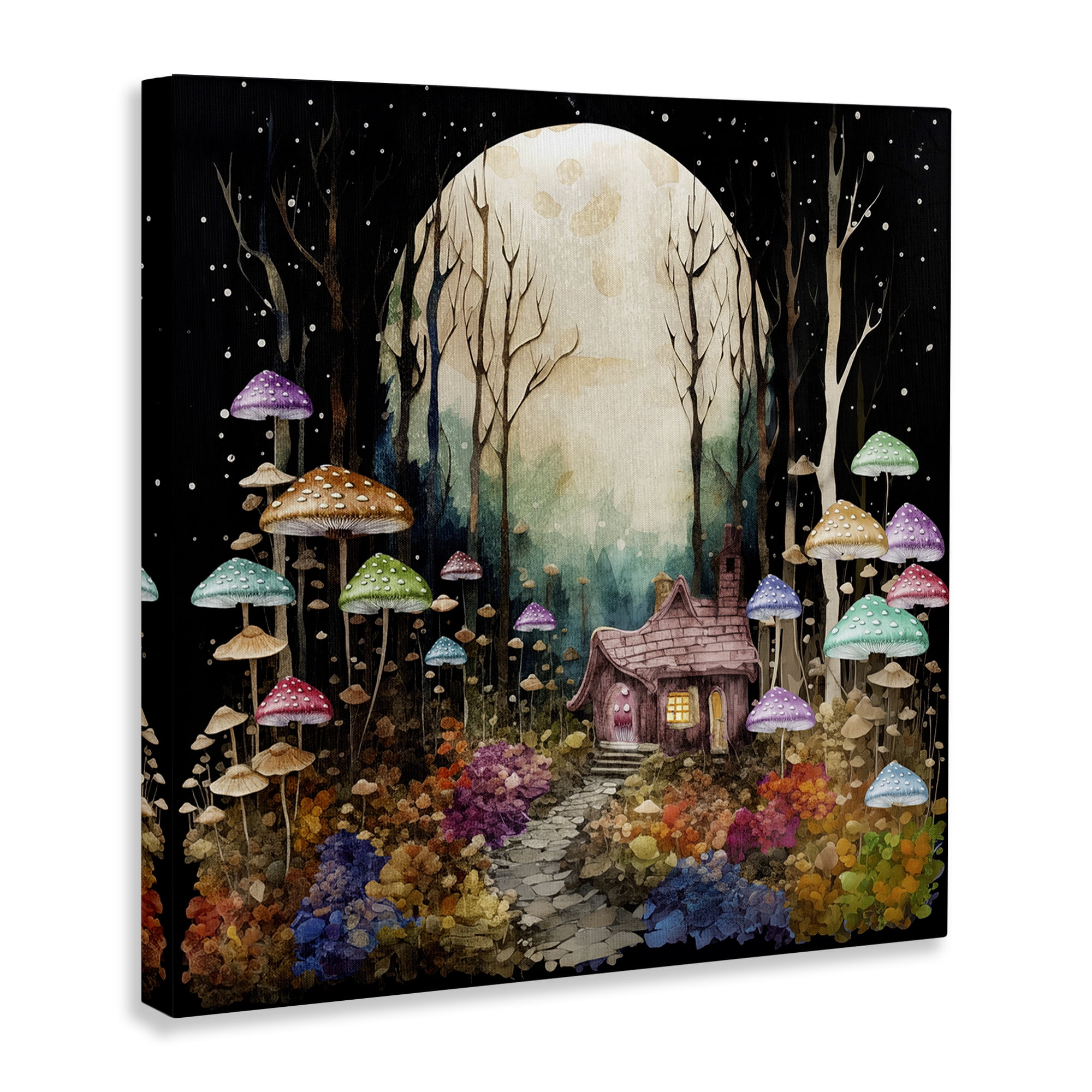 Stupell Industries Quirky Mushroom Forest Landscape & Nature Painting Wrapped Canvas Art Print Wall Art, 30 x 30