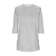 thumbnail image 5 of Womens Long Length Tunic Tops, 3/4 Sleeve Shirts for Women Fall Fashion Loose Fit Striped Printed Crewneck T-Shirts, 5 of 5