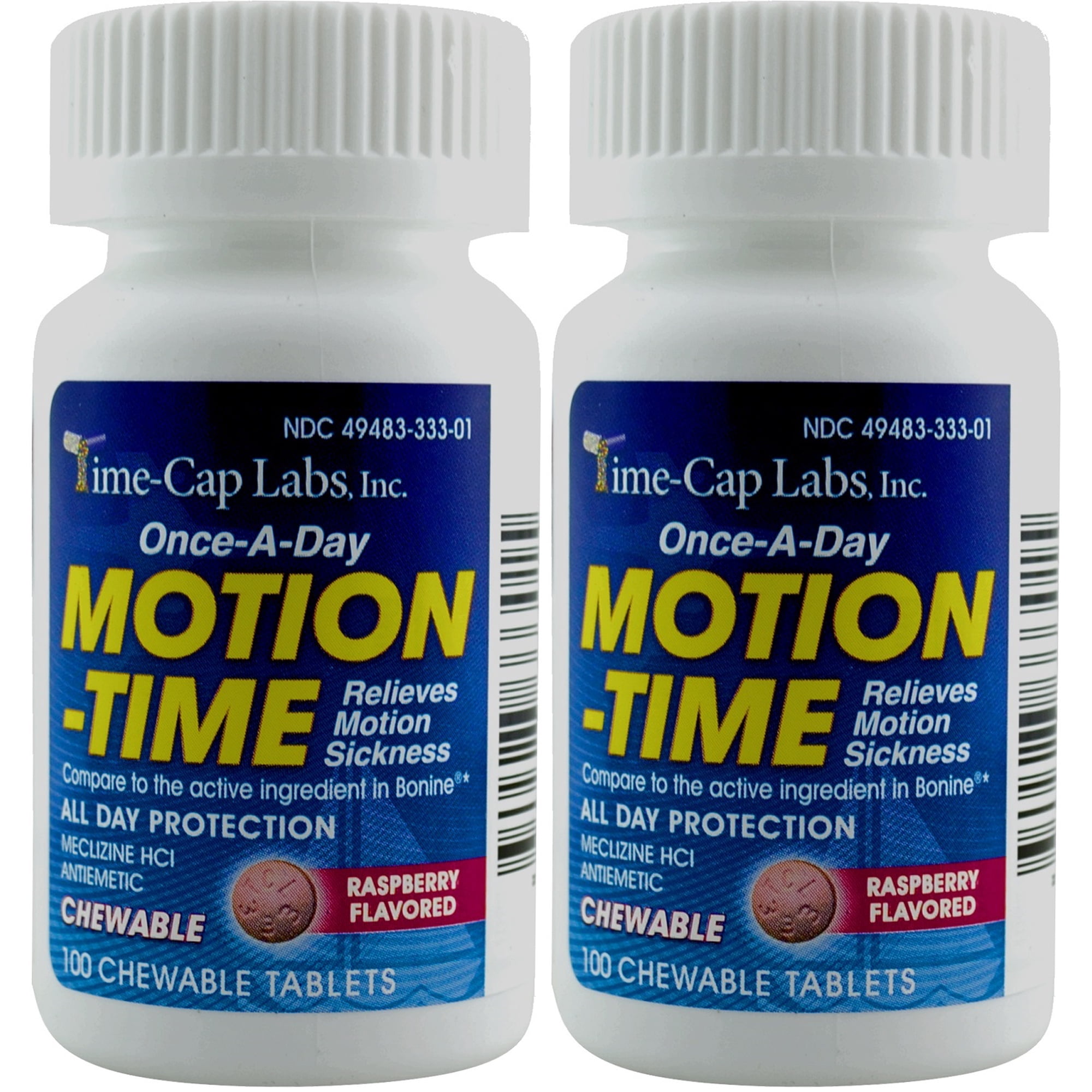 Meclizine 25 mg Generic Bonine Motion Sickness 100 Chew Tablets PACK of 2