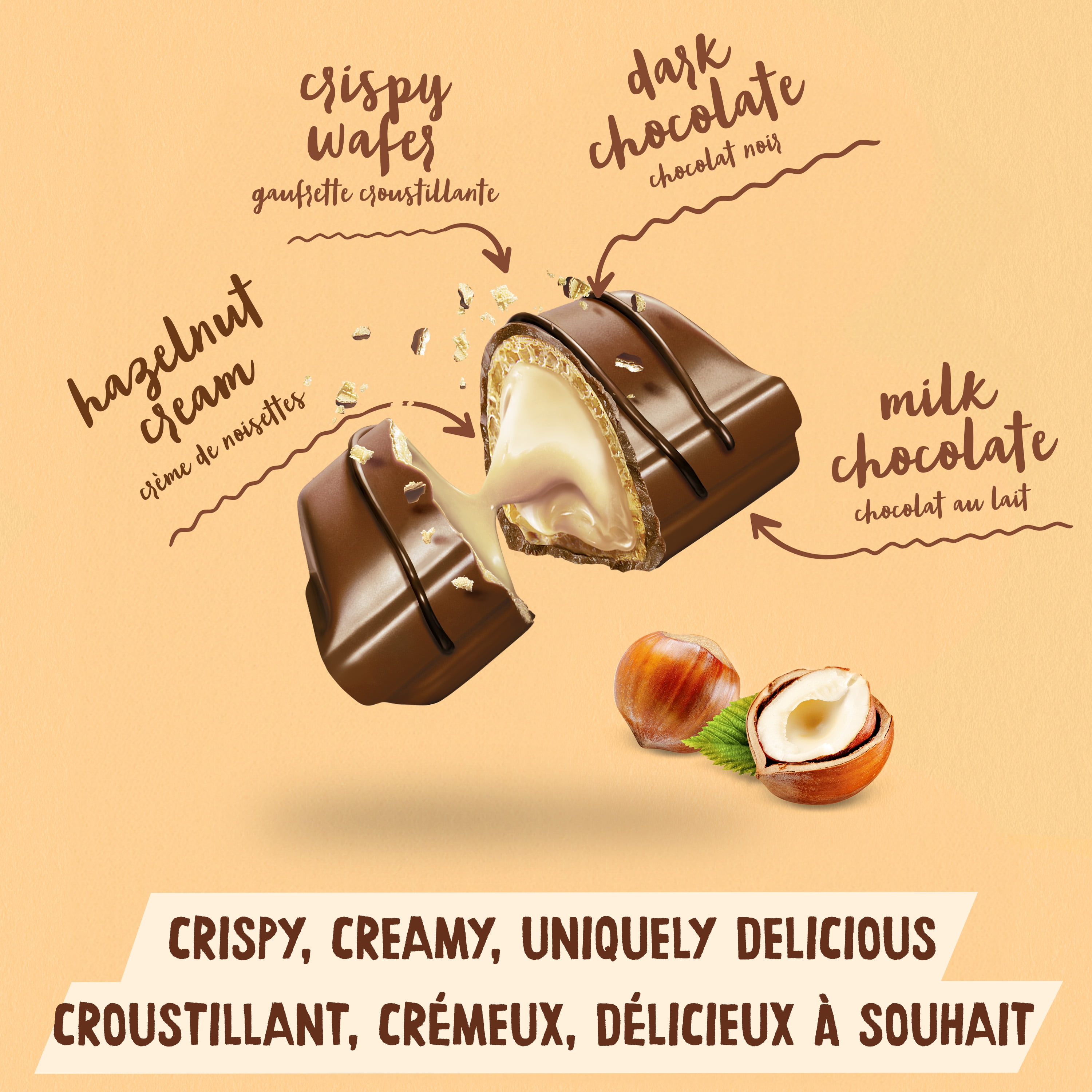 KINDER BUENO Mini Milk Chocolate and Hazelnut Cream Candy Bars, 27 Individually Wrapped Chocolates Per Bag, 145g