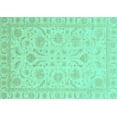 thumbnail image 1 of Ahgly Company Machine Washable Indoor Rectangle Oriental Turquoise Blue Traditional Area Rugs, 8' x 12', 1 of 4