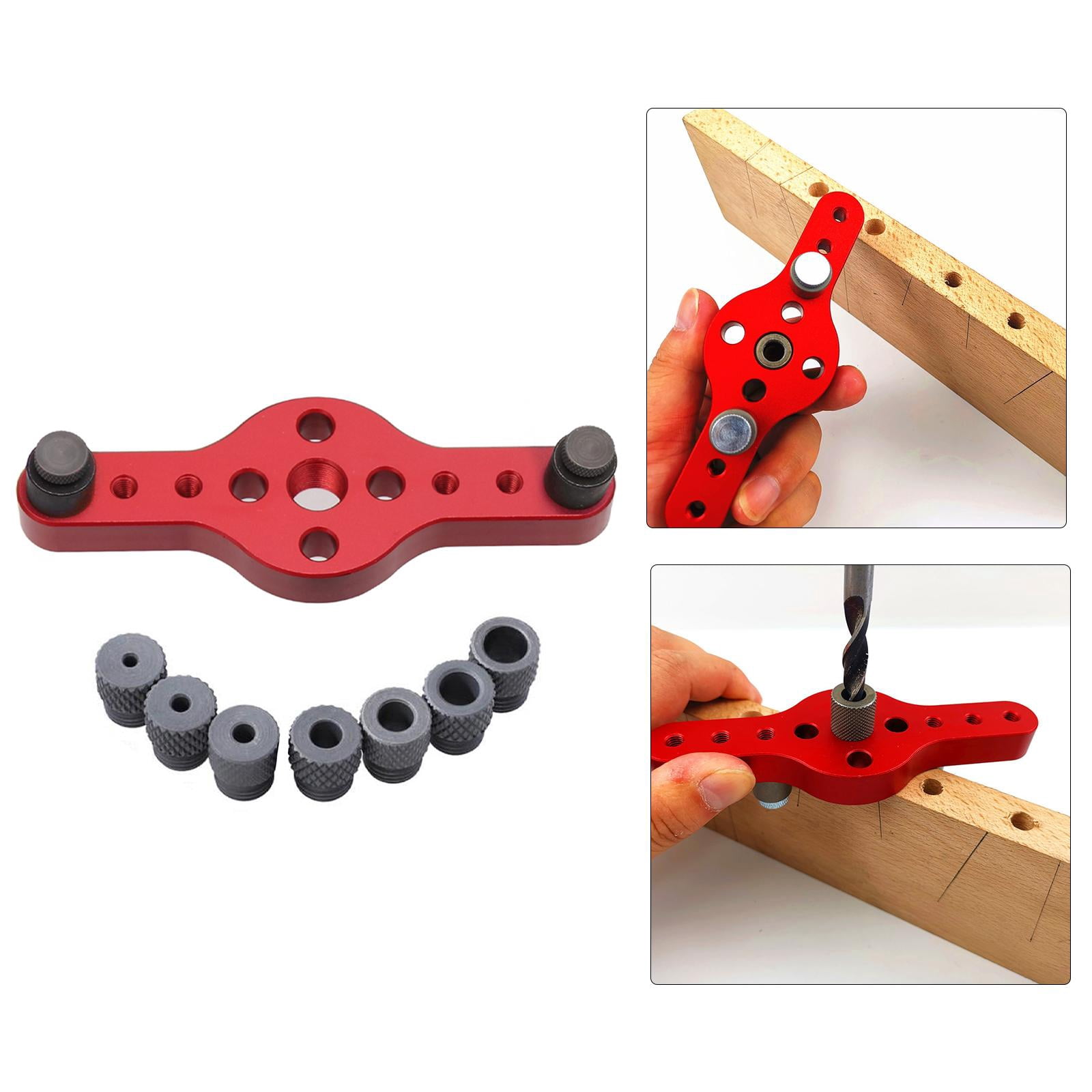 GUOOL Vertical Self Centering Dowel Jig Kit Woodworking Holing with 2-10mm Drill Bushings Dowelling Wood Vertical Hole Puncher with Drill Bushings , Red Type 2 (red)