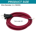 thumbnail image 2 of Uxcell 6Ft 18/2 Cloth Covered Lamp Cord with Plug, Vintage Electrical Lamp Cord with Stripped Ends for Extension Wiring DIY Repairing, Wine Red, 2 of 7