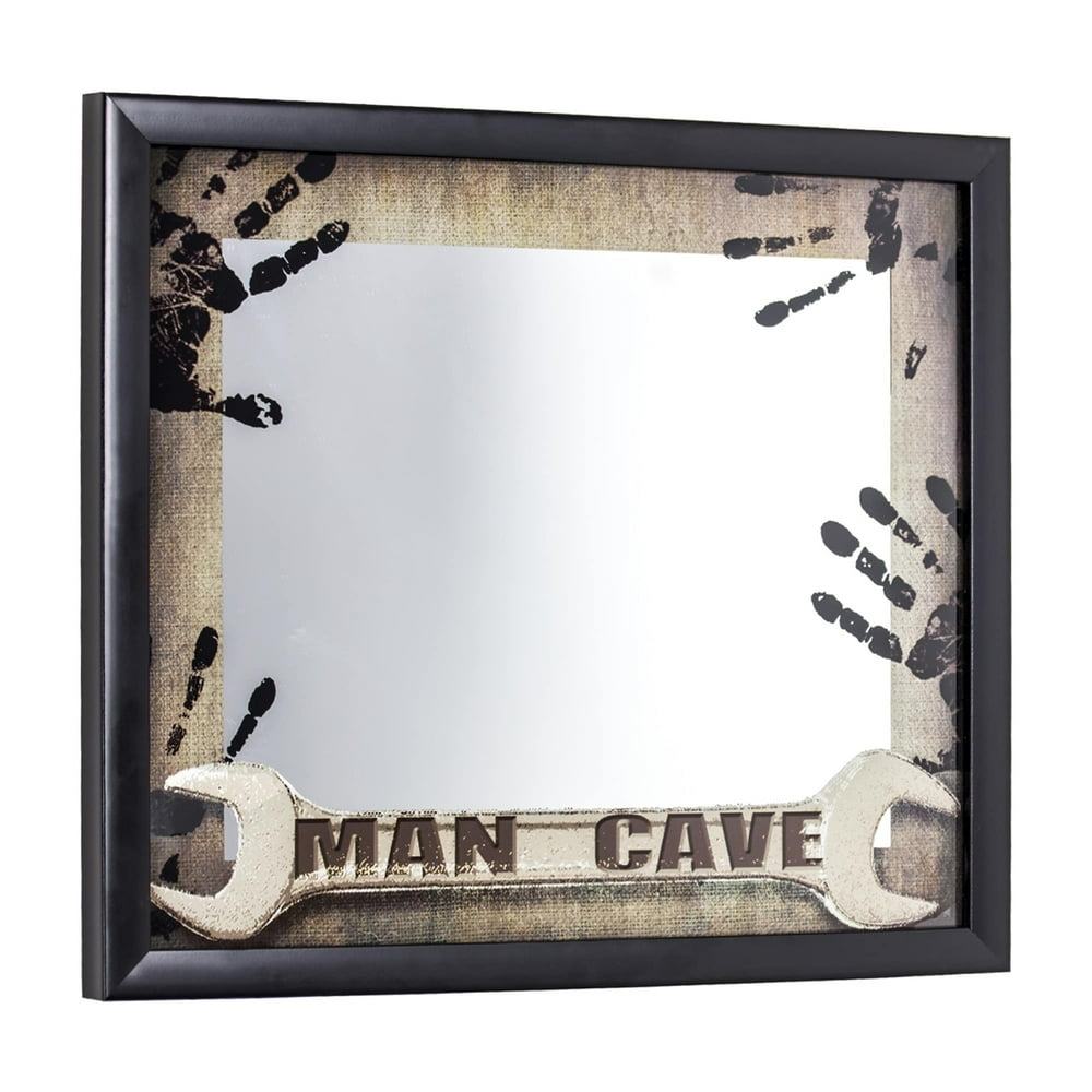 American Art Decor Man Cave Printed Framed Mirror Brown