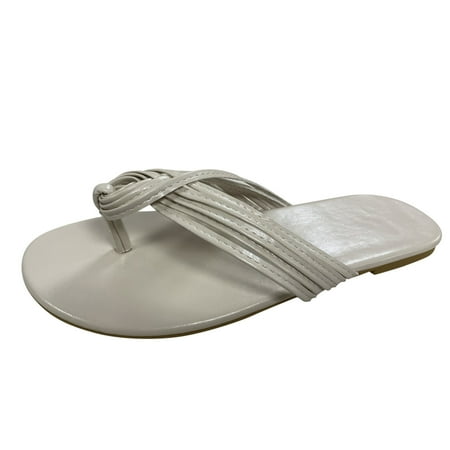 

nsendm Women Sandals Size 10.5 Wide Knot Sandals Solid Ladies Clip-On Color Casual Small Wedge Sandals for Women Beige 8.5