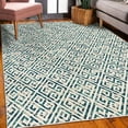 thumbnail image 3 of Greek Decorative Rug, Tile Mosaic Design Pattern in Antique Meander and Camo Design Effect Artwork Print, Quality Carpet for Bedroom Dorm and Living Room, 6 Sizes, Teal White, by Ambesonne, 3 of 4