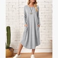 thumbnail image 6 of gakvbuo Fall Dresses For Women 2023 Plus Size Mini Dress Long Sleeve Women Round Neck Leisure Solid Color Pocket Long Sleeve Dress, 6 of 8