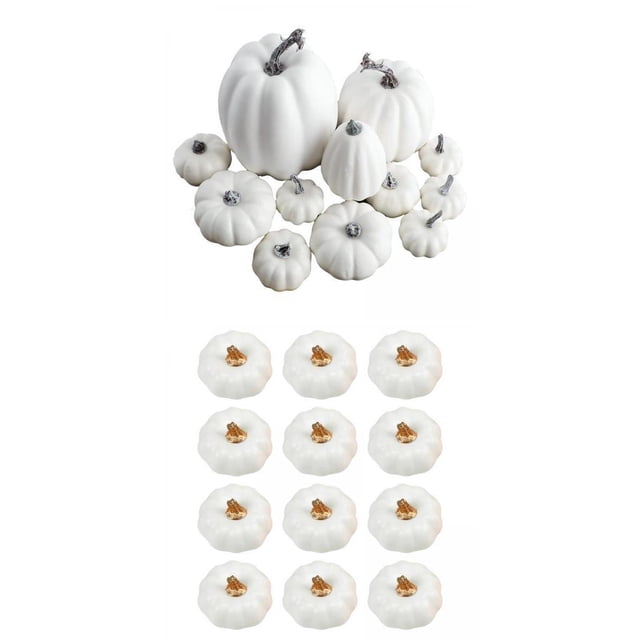 Juego de 12 calabazas artificiales vívidas, para decoración navideña de otoño Acción de Gracias + 7 calabazas artificiales a granel para centro de mesa EstiloI Macarena Calabaza de simulación