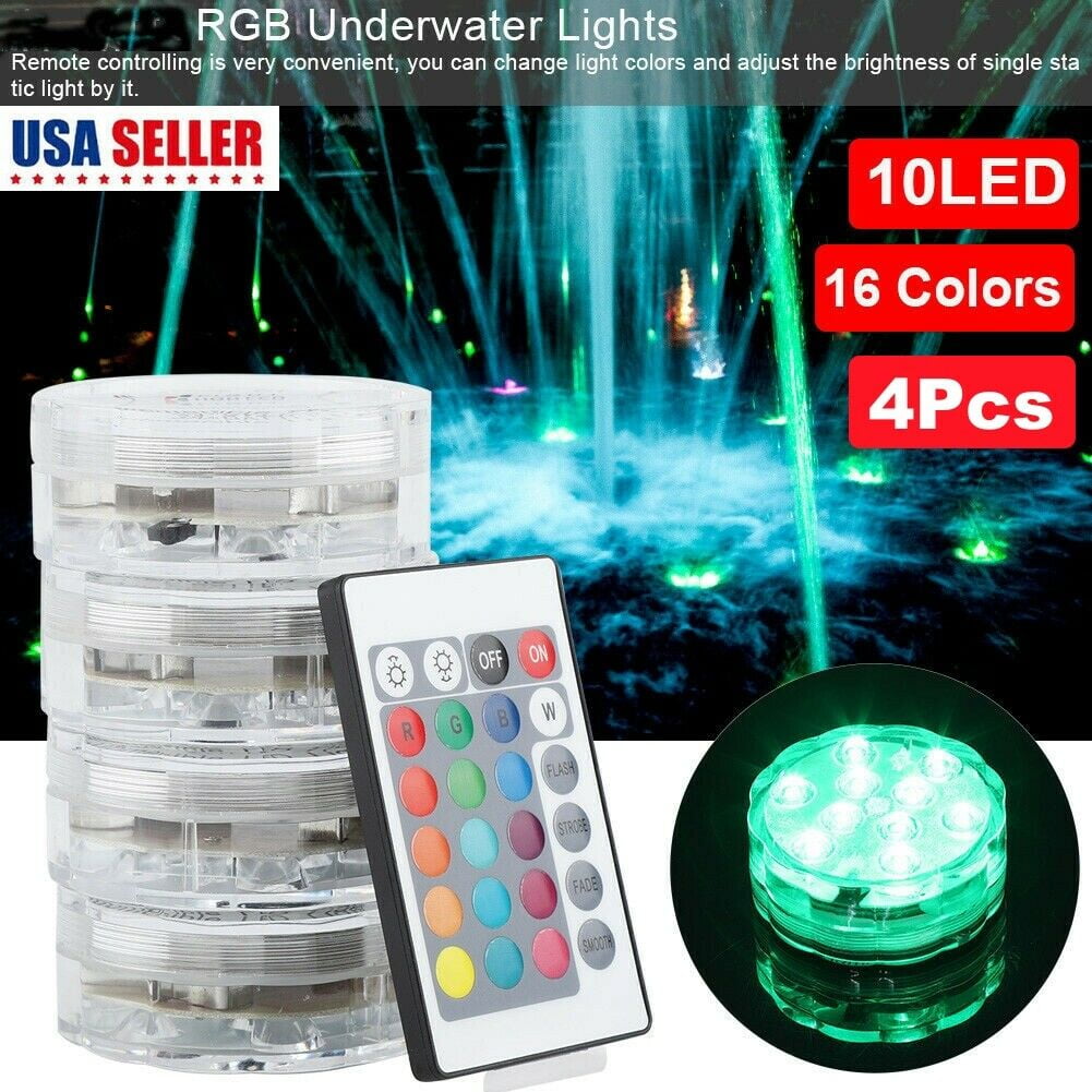 Details about   4Pcs Swimming Pool Light RGB LED Bulb Submersible Underwater LED Lights Pond New
