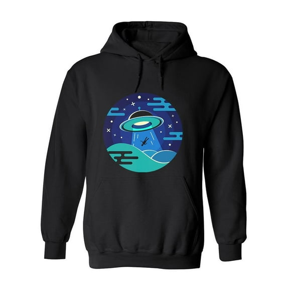 Alien Spaceship Design Hoodie Men -Image by Shutterstock, Male Large