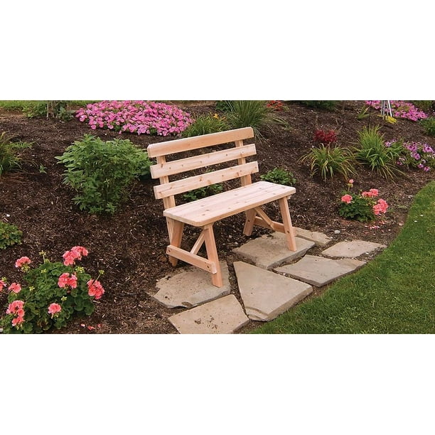 Outdoor Garden Furniture Unfinished 3 Ft Traditional Backed Bench Only