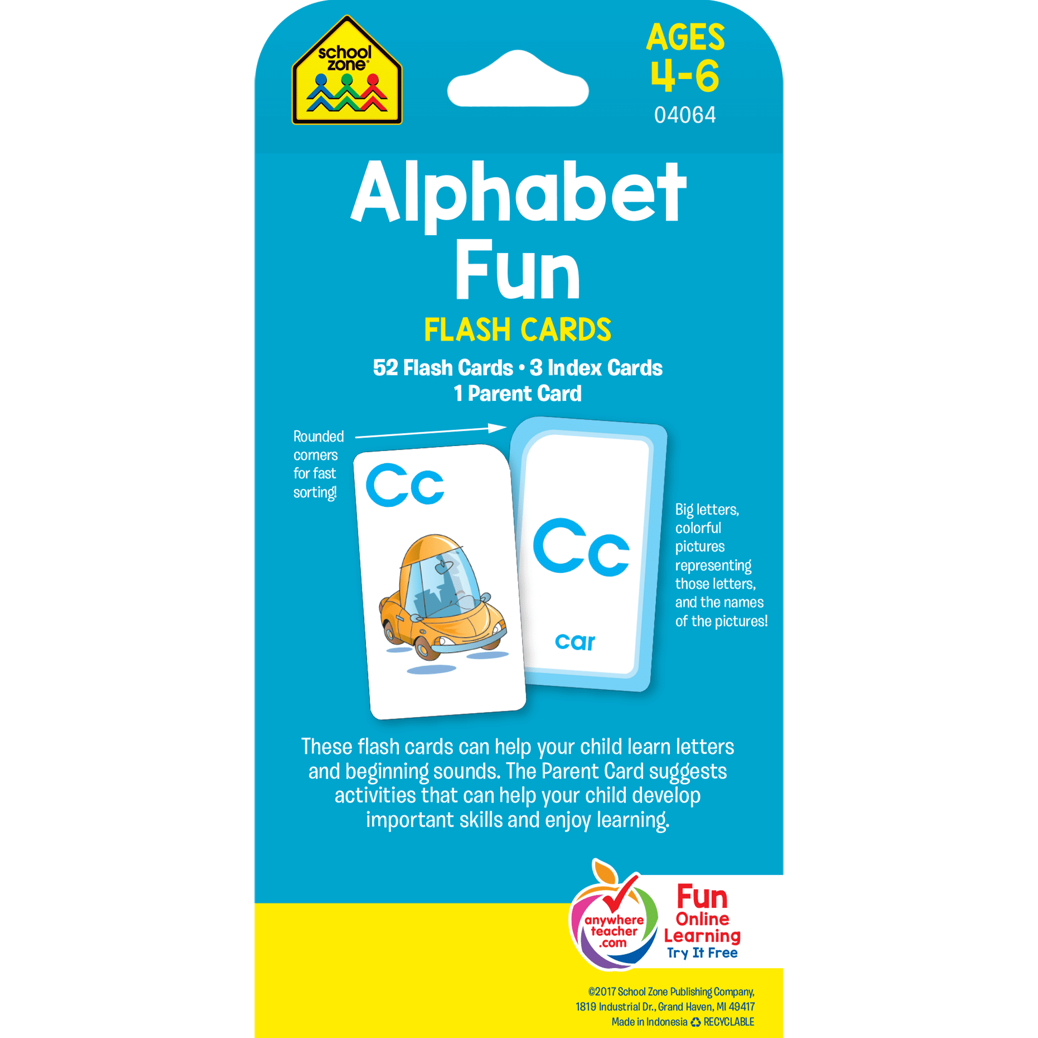 School Zone Animal Alphabet Pop-Up Cards – 26 Interactive Flash Cards For Preschool & Kindergarten