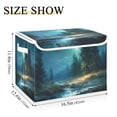 thumbnail image 3 of Foldable Fabric Storage Bin With Handle Collapsible Basket Box Storage With Lid Organizer Moonlit Night with Pine Trees, 3 of 7