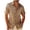 Khaki, variant on Dvprdro Mens Short Sleeve Button Down Shirt Camp Collar Metallic Gold Print Summer Beach Resort Top