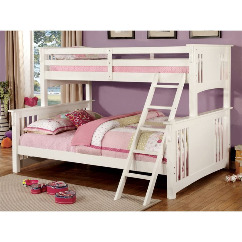 Furniture Of America Roderick Wood Bunk, Twin Over Queen Bunk Bed With Trundle White