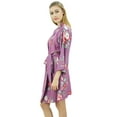 thumbnail image 3 of Bimba Women's Floral Printed 3/ Sleeve Purple Bridesmaid Robe Coverup Wrap-24, 3 of 8
