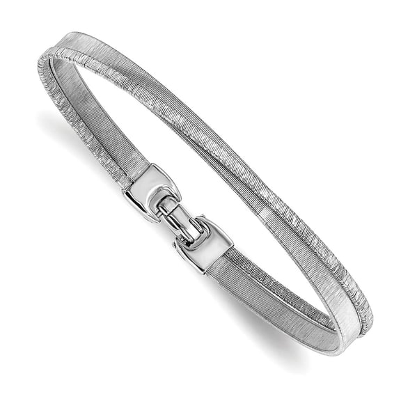 5mm 925 Sterling Silver Rhodium Plated Polished and Textured Bracelet 7 Inch Link Bracelet for Women