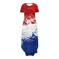 thumbnail image 4 of Vestidos de Verano de Mujer Casual Cuello Redondo Bolsillos de Manga Corta Impresión Vestido Largo, Vestido Ligero de Poliéster para Diario, Fiesta Y Primavera, 4 of 6