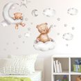 thumbnail image 6 of verlacod Set of 2 Cute Bear Moon and Stars Wall Stickers 45x30CM PVC Wall Art Cartoon Decoration for Kids Room Baby Room Nursery,Colorful, 6 of 12