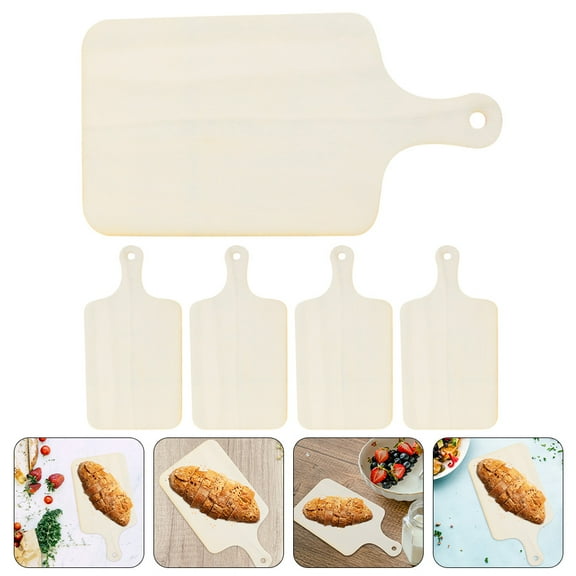 STOBOK 5Pcs Polished Light Brown Wooden Cutting Boards Multipurpose Bread Serving Trays