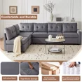 thumbnail image 4 of Finatro 6-seater Oversized Modular Couch with storage space, sectional couches for living room  velvet sofa (114 inches, dark gray), 4 of 6