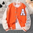 thumbnail image 2 of SUYIDA Boys Long Sleeve Letter Print Stand Collar Casual Jacket for Autumn Winter Outerwear Coats Youth Big Kids Fashion - Orange, 2 of 7