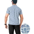 thumbnail image 3 of LA LEELA Men's Short Sleeves Collared Jersey Classic Fit Button Down Casual Daily T-Shirt Golf Polo Shirts for Men XXL Tropical, Blue, 3 of 6