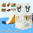 thumbnail image 5 of TLSUNNY Toddler Slide & Climber Playset, L-Shaped, W/ Basketball Hoop, Non-Slip Steps & Storage Space, Plastic Kids Slide Climber for Indoor, Outdoor, 5 of 11