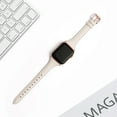 thumbnail image 3 of WFEAGL Leather Band Compatible Apple Watch Band 42mm 44mm 45mm Ivory/Rose Gold, 3 of 4