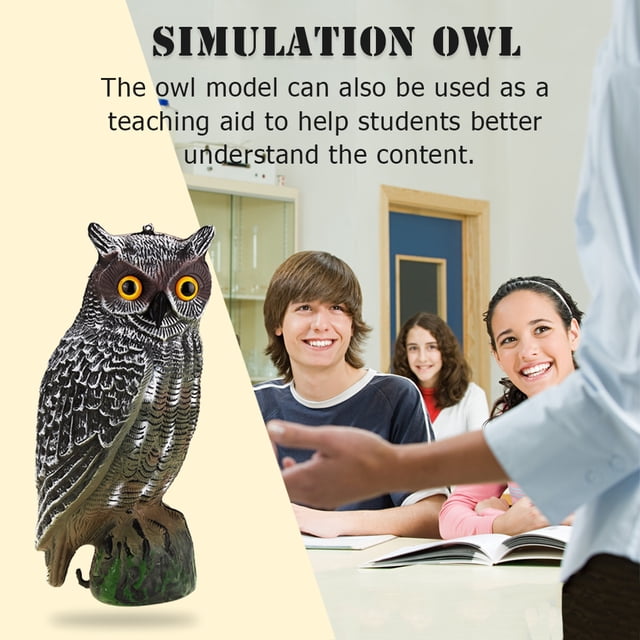 Solar Powered Owl Hunting Decoy Bird Scarer Deterrent Control Garden Decor Vivid Design Solar Charging Education Aid Protects Plants Repels Birds