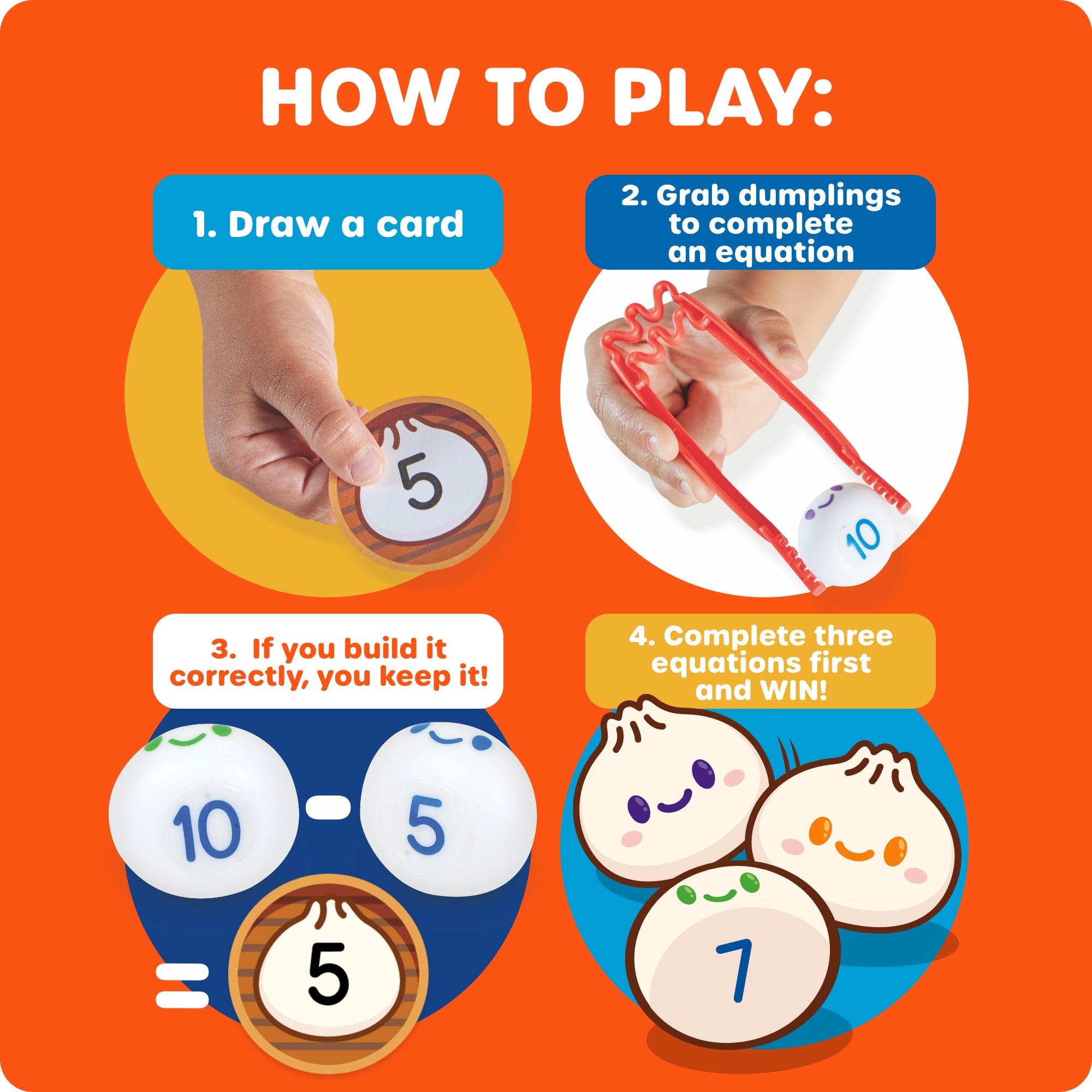 Learning Resources Dumpling Dash! Fine Motor Math Board Games, Counting Toy, Ages 5 and up