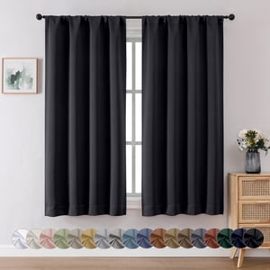 OVZME Blackout Curtains 40x63 Inch, 2-Panel Set, Black