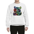 thumbnail image 2 of Cool Rainbow Neon Trippy Jungle Tiger Eyes Animal Lover Unisex Crewneck Graphic Sweatshirt, White, Small, 2 of 3