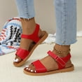 thumbnail image 5 of BADHUB Flat Sandals for Women Summer Open Toe Ankle Strap Slip on Comfy Low Wedge Lightweight Casual Breathable Beach Shoes Red 36, 5 of 8
