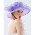 thumbnail image 5 of Women Derby Fascinator Hat Organza Church Wedding Hat Wide Brim Cocktail Tea Party Hat, 5 of 5