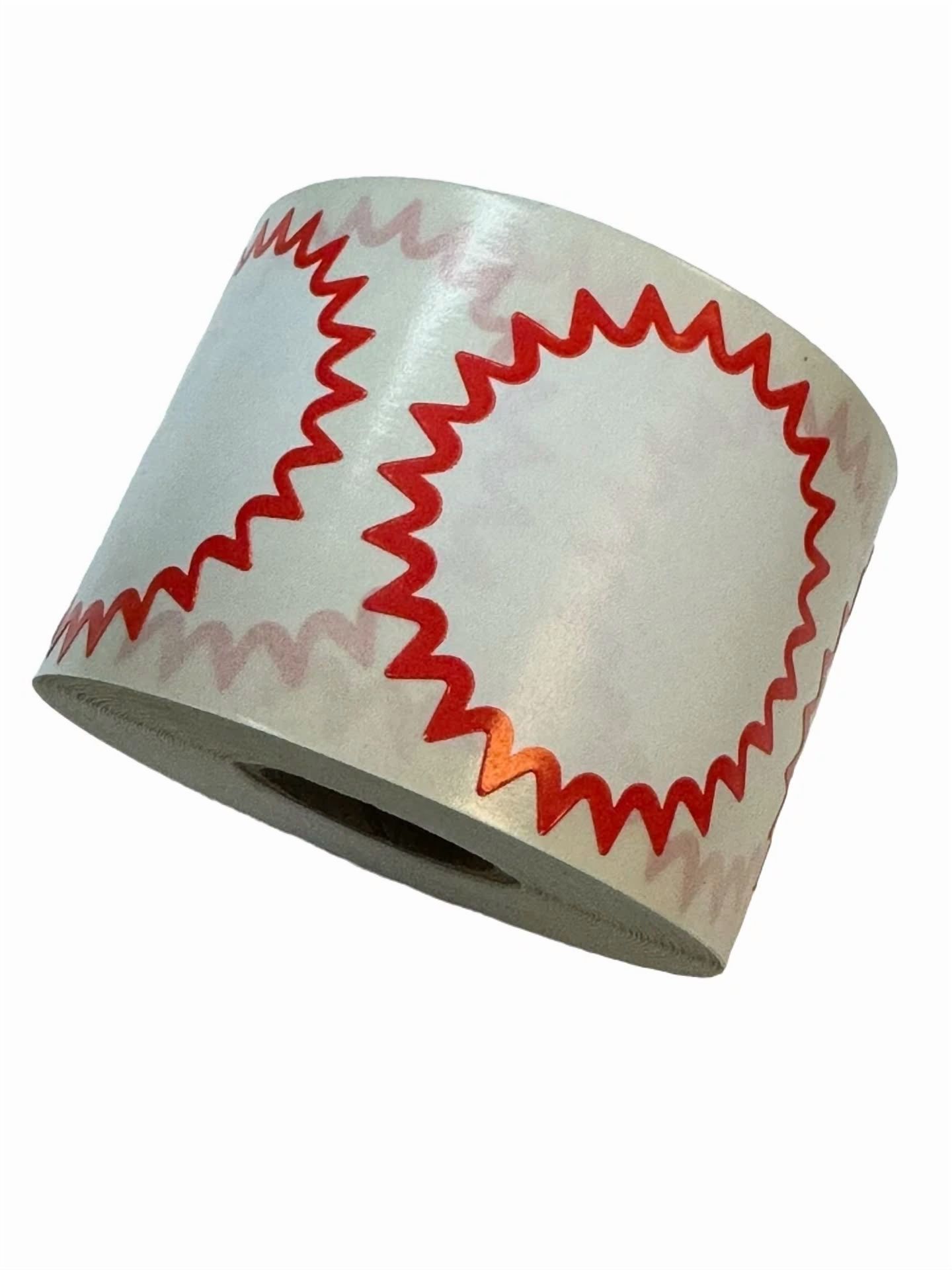BUTTERFLY- 2” Starburst Thermal Direct Red Border Colored Labels Stickers One Roll Of 500