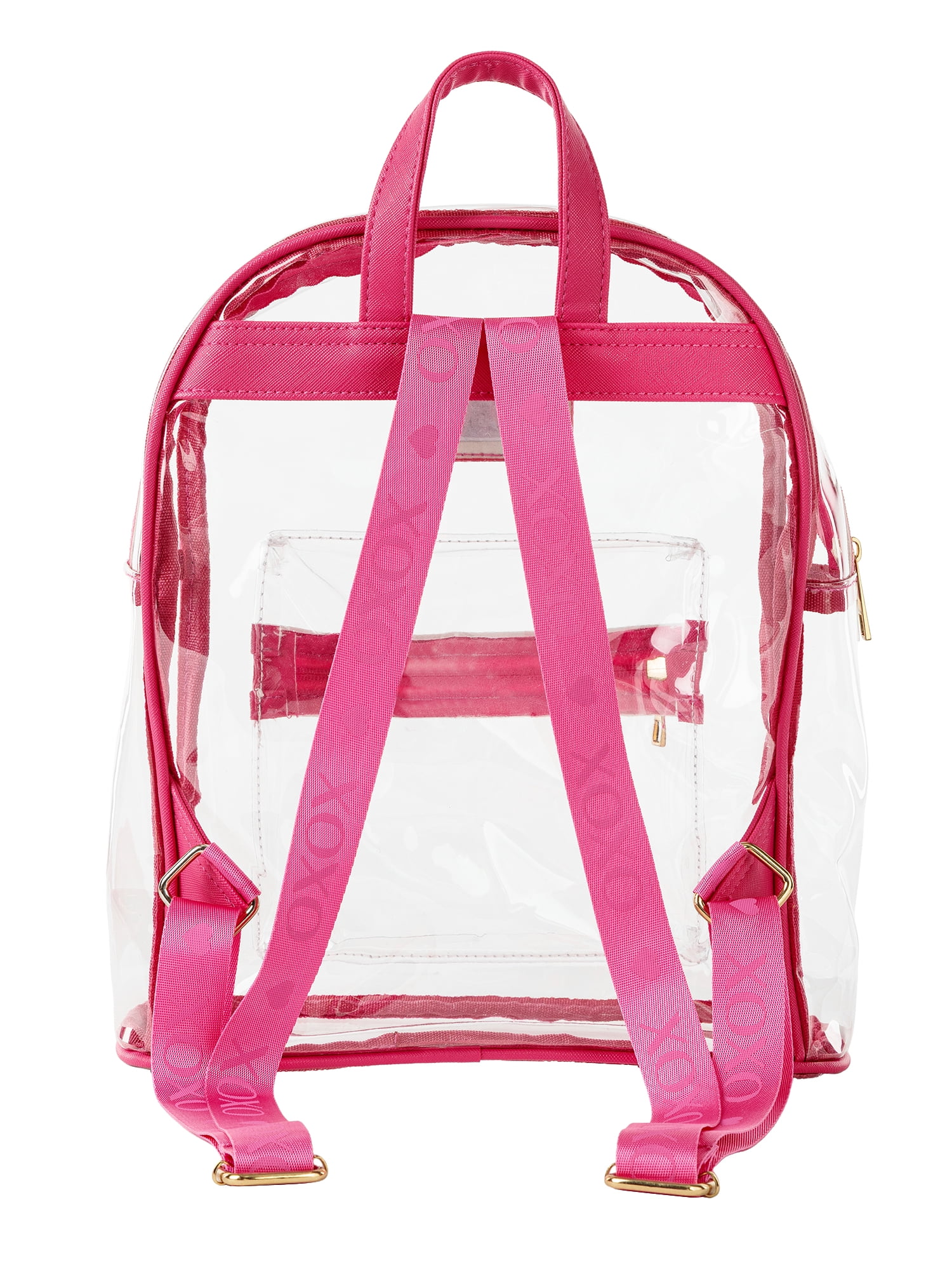 XOXO Karcyn Small Clear Backpack with Wallet and Cup with Straw Gift Set in Pink