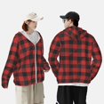 thumbnail image 6 of Kdxio Red Black Plaid Print Women Men Sun Protection UPF 50+ Jackets Zip Up Long Sleeve Hoodie Hiking Lightweight with Pockets, 6 of 8
