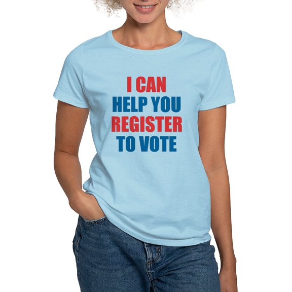 CafePress - I CAN HELP YOU REGISTER TO VOTE VOLUNTEER VOTER T - Women's Classic T-Shirt
