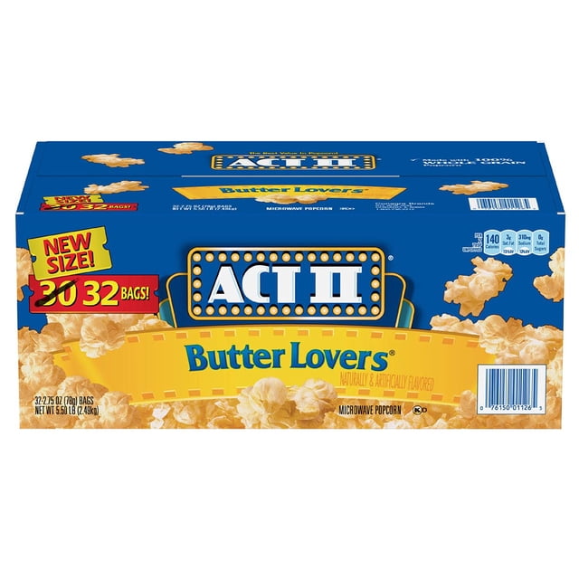 ACT II Butter Lovers palomitas de maíz para microondas, 2.75 onzas (paquete de 32)