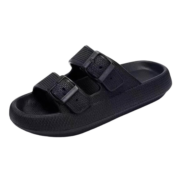 FVDPWYE Shower Slippers EVA Flat Sole Slippers Anti Slip for Indoor Outdoor Bathroom Black 35 to 36