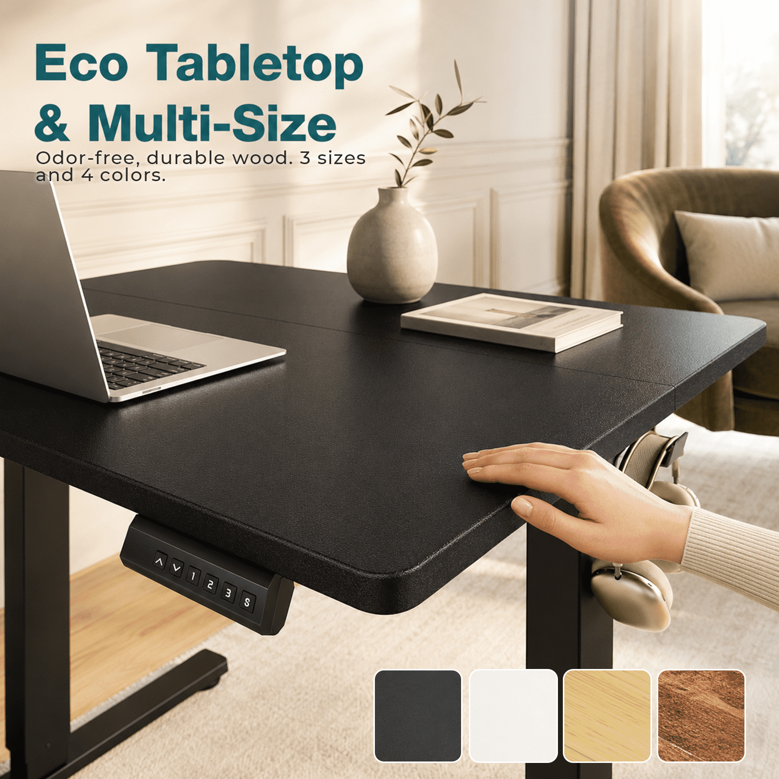 Alvantor Standing Desk, 28.7''- 48'' Height Electric Height Adjustable Home Office Desk with 3 Memory Presets, Sit and Stand Up, T-Shaped Frame