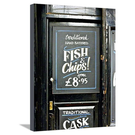 Traditional Hand Battered Fish and Chips!, London Stretched Canvas Print Wall Art By Anna