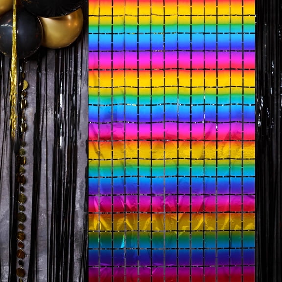 FRCOLOR Tinsel Streamers Garland Photobooth Backdrop Rainbow Foil Fringe Curtains Streamers for Birthday Wedding Bridal Shower Party Decorations