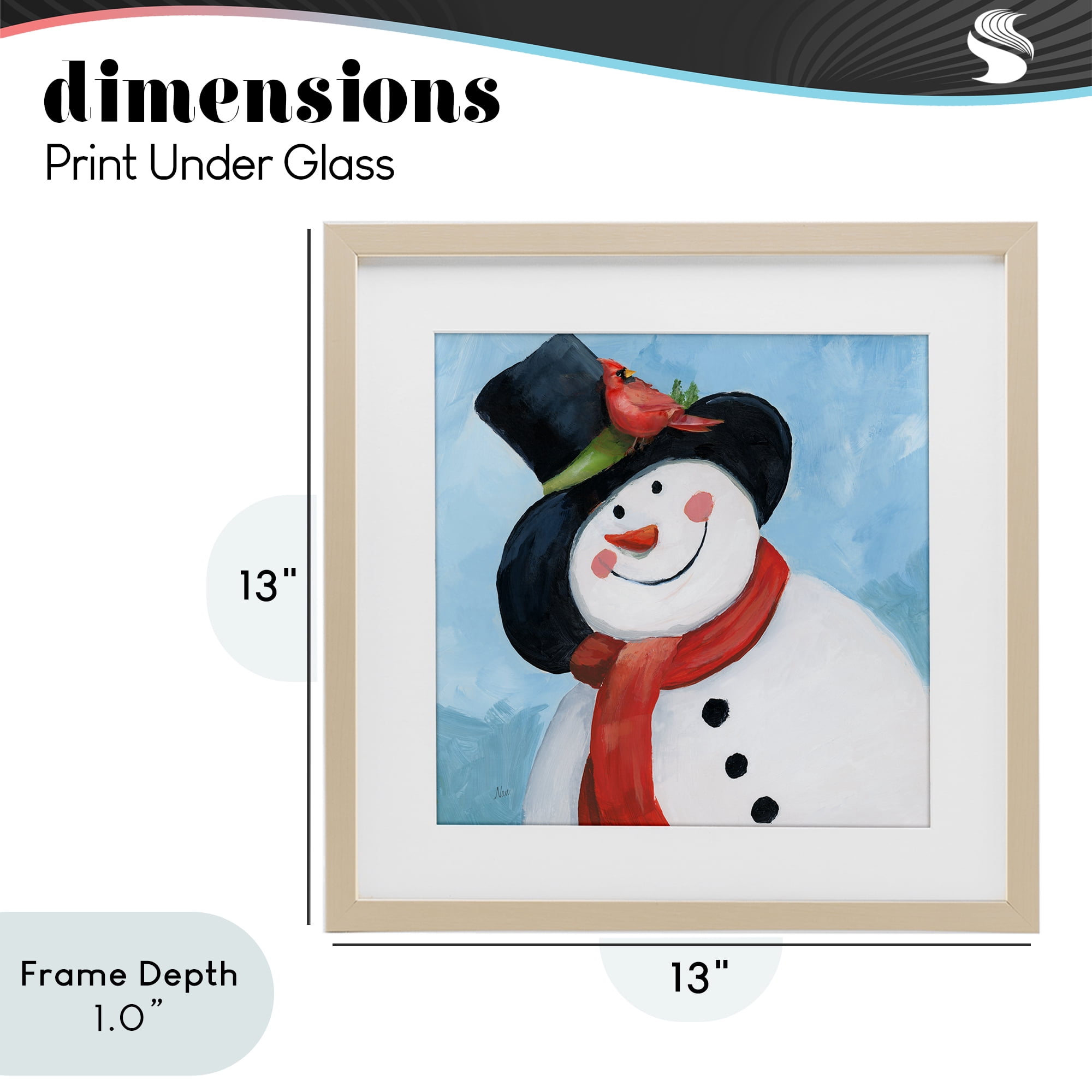 Stupell Industries Cheerful Snowman with Cardinal Birch Framed Print Under Glass, design by Nan